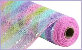 10.5" Poly Faux Jute Stripe Mesh: Pink/Grn/Blue/Lav