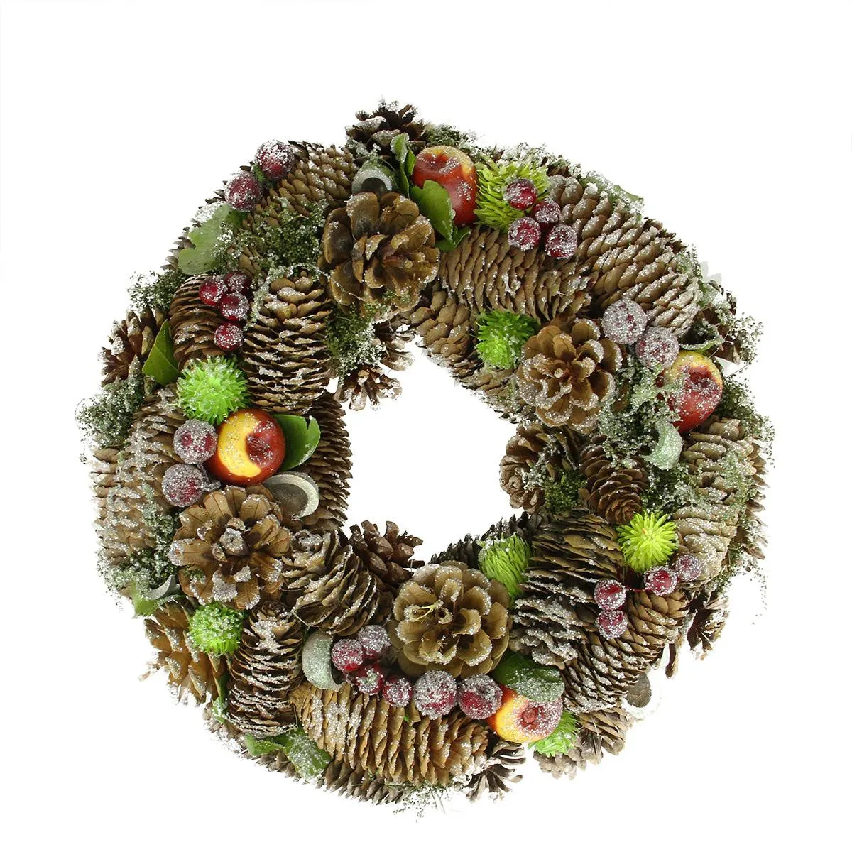 12.5" Natural Pine Cone and Fruit Glitter Artificial Christmas Wreath - Unlit