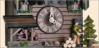 12" Musical Wood Chopper with Green Shirt German Cuckoo Clock