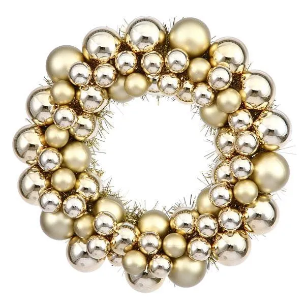 12" Vegas Gold Shatterproof Christmas Ball Ornament Wreath