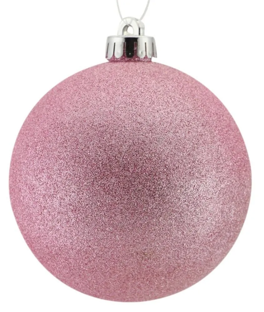 150mm Glitter Ball Ornament: Icy Pink