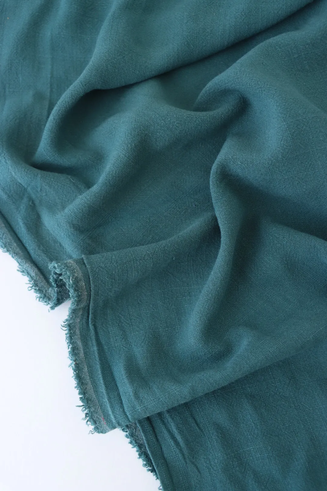 1YD 32IN REMNANT; Hazy Teal Luxor Heavy Linen Slub