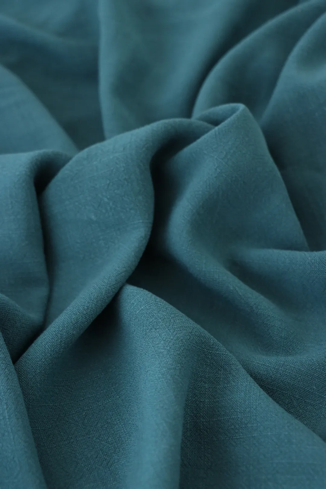 1YD 32IN REMNANT; Hazy Teal Luxor Heavy Linen Slub