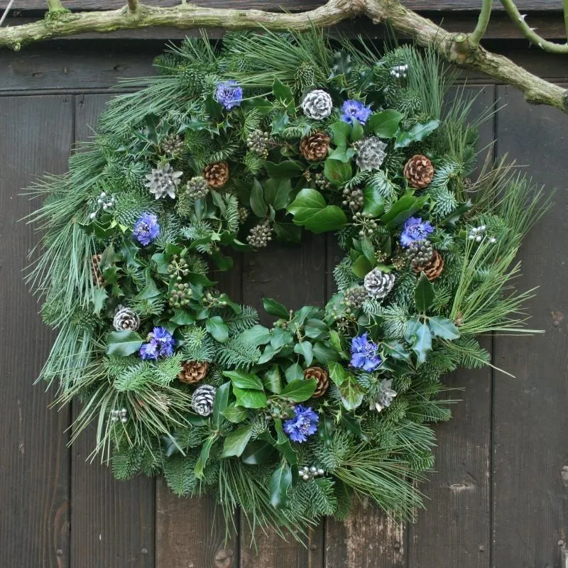 20 inch Blue Floral Wreath