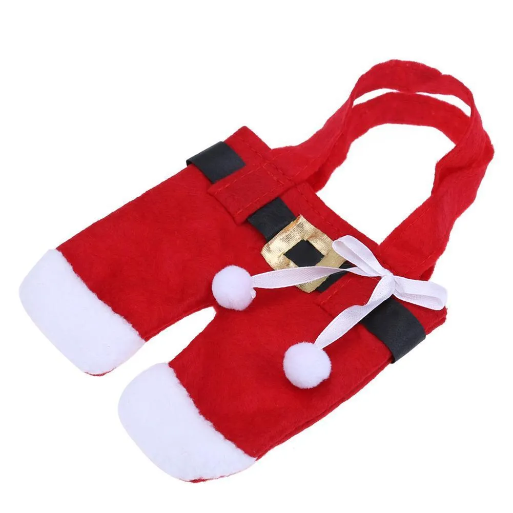 2pc Christmas Santa Claus Pants Cutlery Bags Covers Xmas Tableware Decor