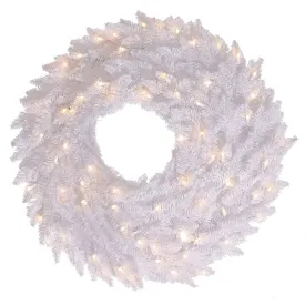 36" White Christmas Wreath, Warm White LED Lights