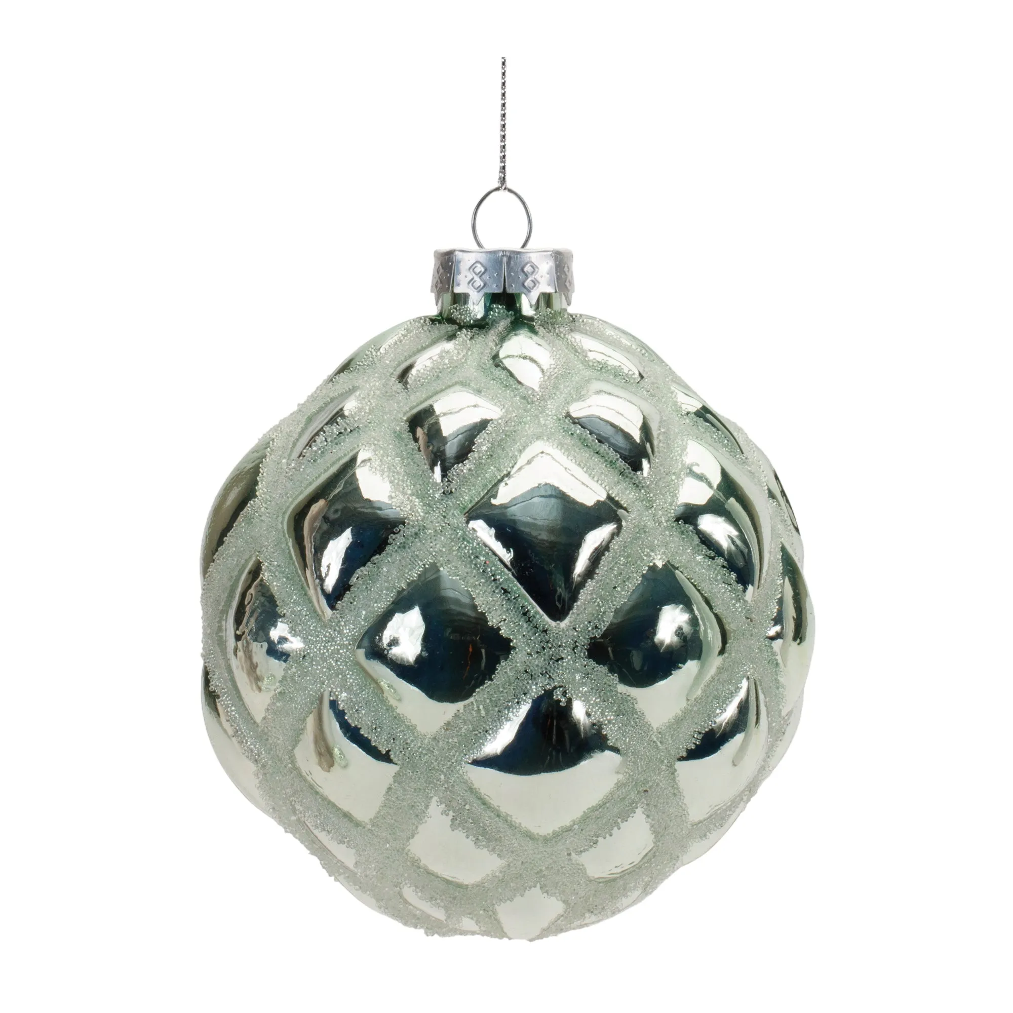 3"D or 4"D Silver Metallic Quilted Glass Ornament (sold individually)