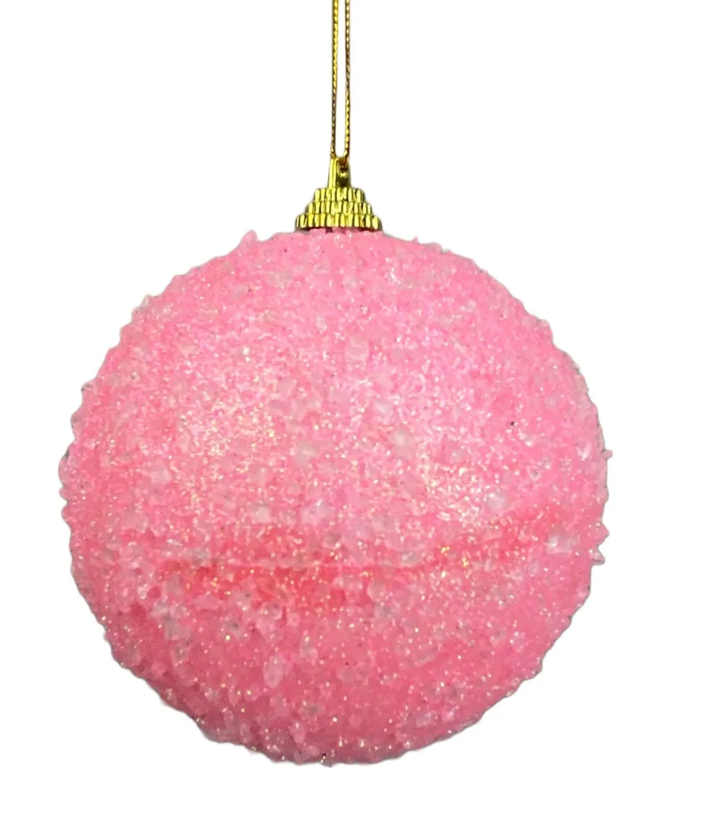 4" Iced Ball Ornament: Pink