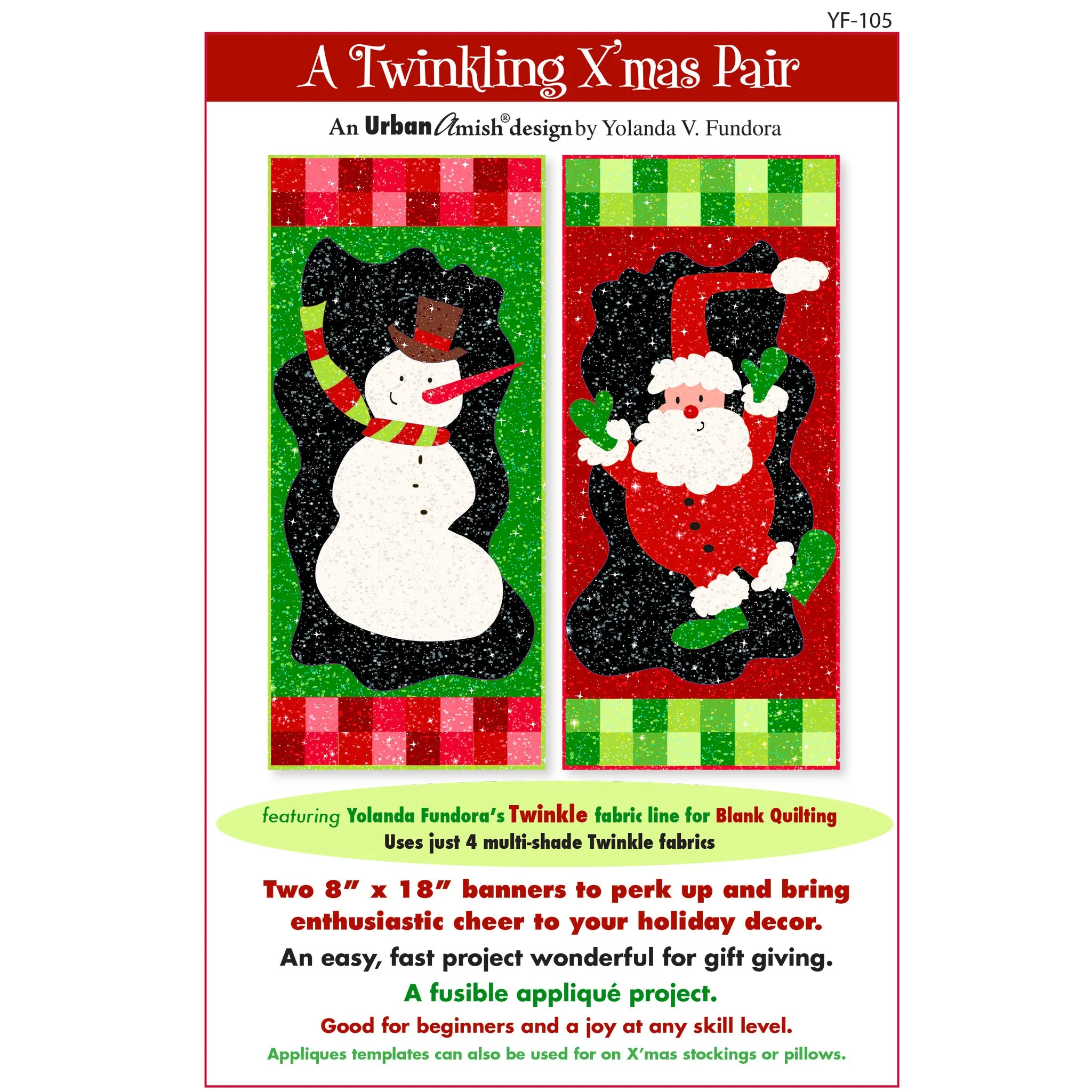 A Twinkling X'mas Pair Quilt YF-105e - Downloadable Pattern