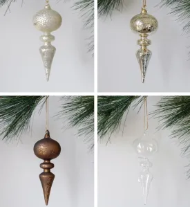 Assorted Neutral Palette Glass Finial Ornament