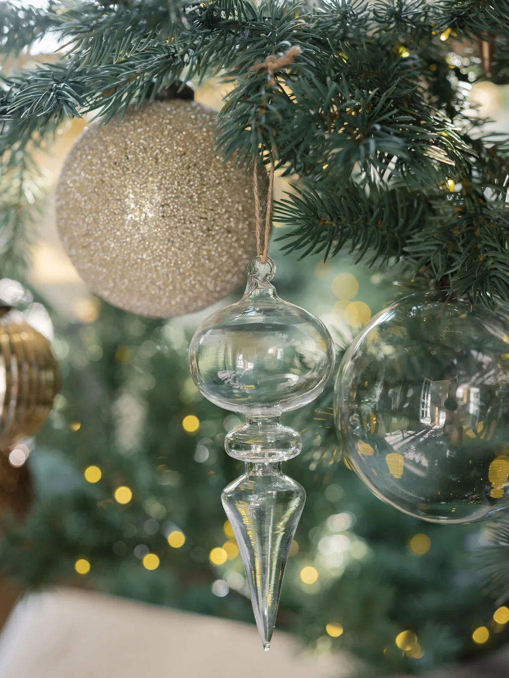 Assorted Neutral Palette Glass Finial Ornament