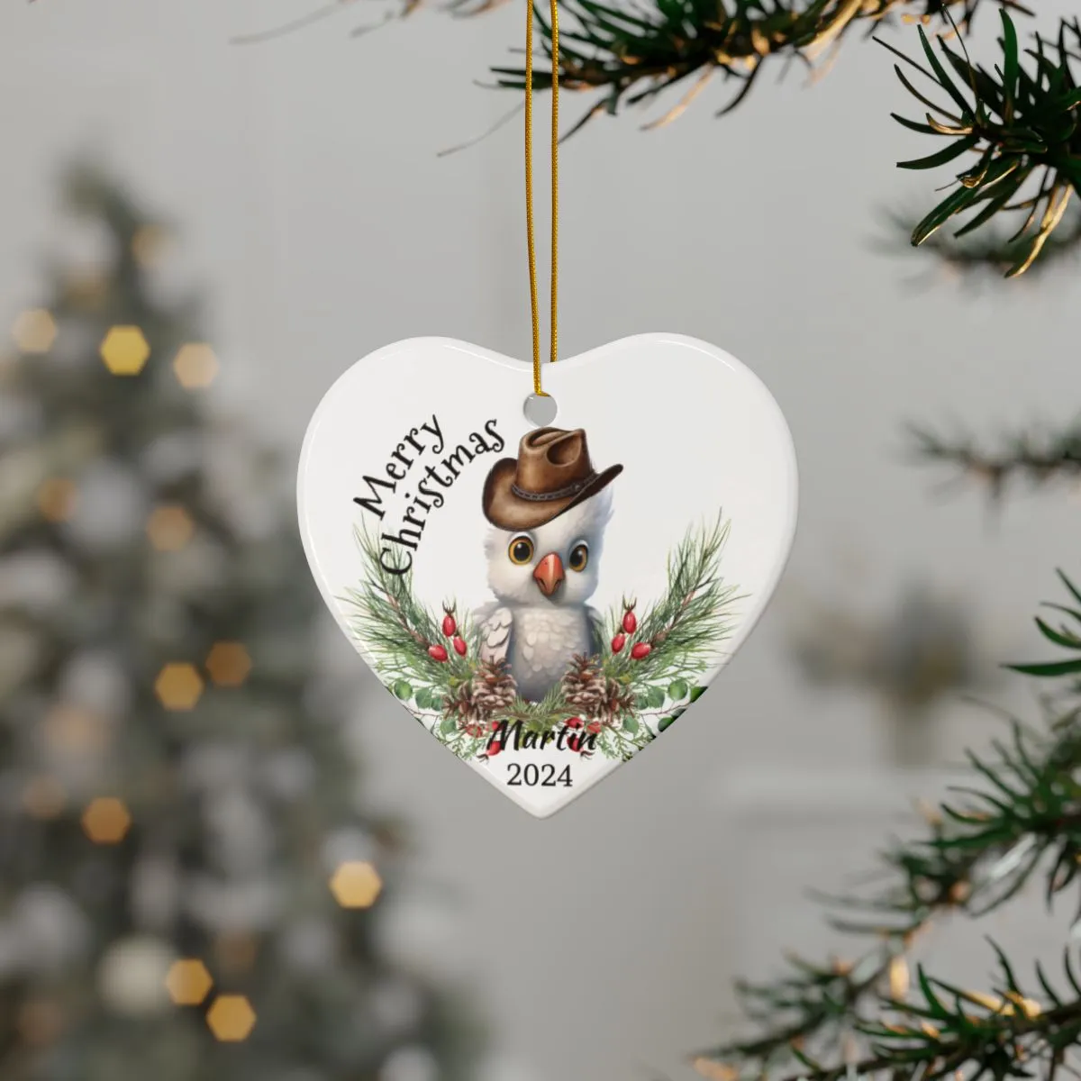 Australian Animals Country Cowboy Personalised Ceramic Ornaments, 2-Side Print