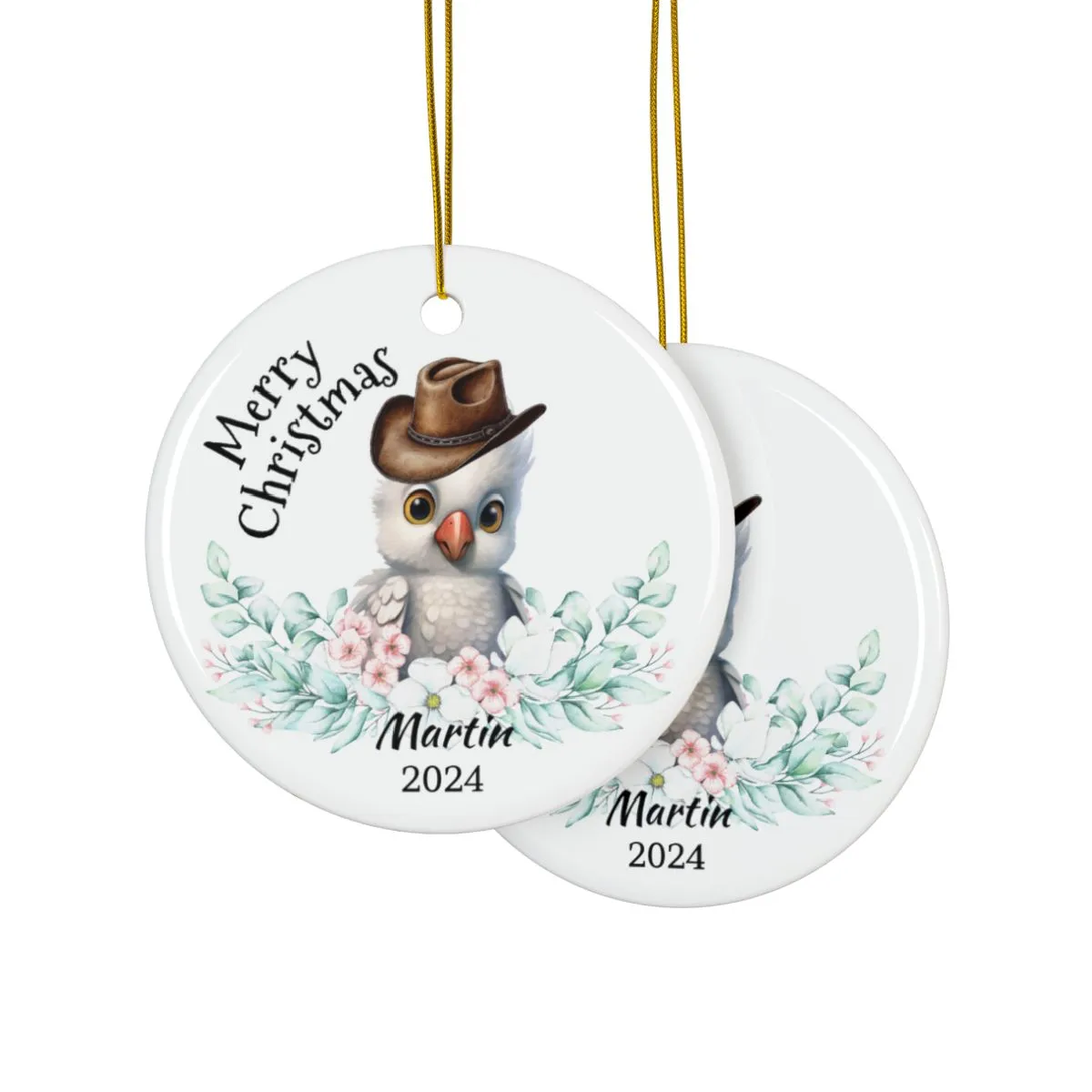 Australian Animals Country Cowboy Personalised Ceramic Ornaments, 2-Side Print