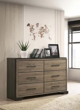 Baker 6-drawer Dresser Brown and Light Taupe