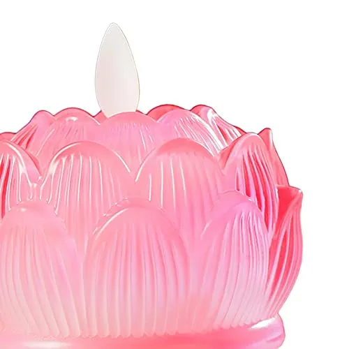 bnf LED Tea Lights Candle Flickering Buddhist Worship Festival Lotus Lamp Light Pink