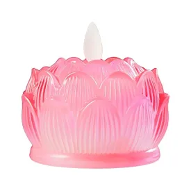 bnf LED Tea Lights Candle Flickering Buddhist Worship Festival Lotus Lamp Light Pink