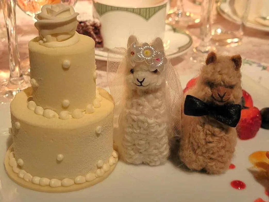 Bride and Groom Alpacadorable Hand Made Baby Alpaca Ornaments Alpaca Wedding Cake Topper