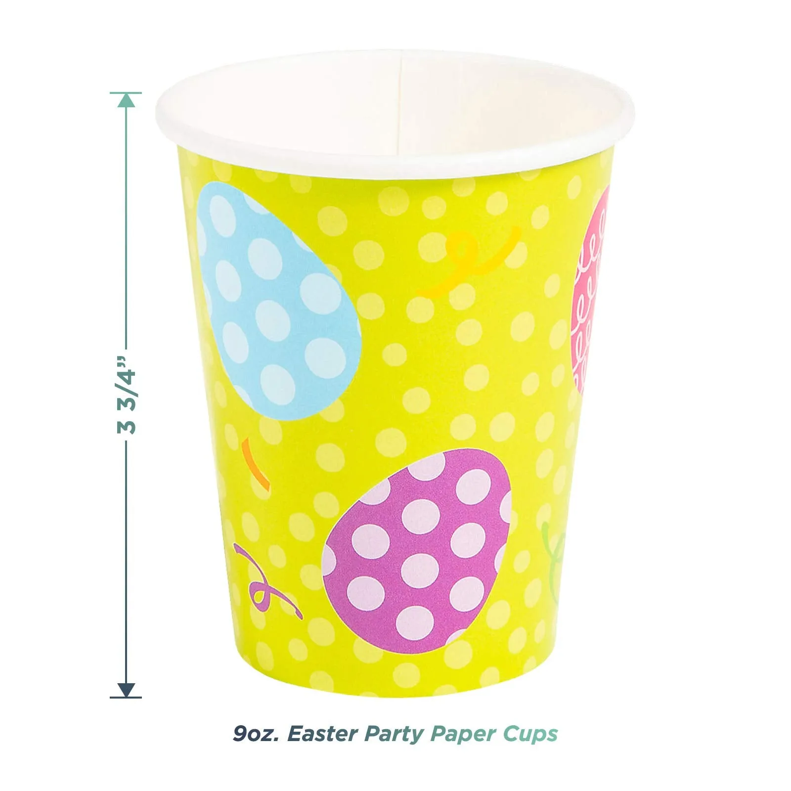 Bright Easter Egg Shaped Paper Plates, Napkins, Cups, and Happy Easter Garland Set