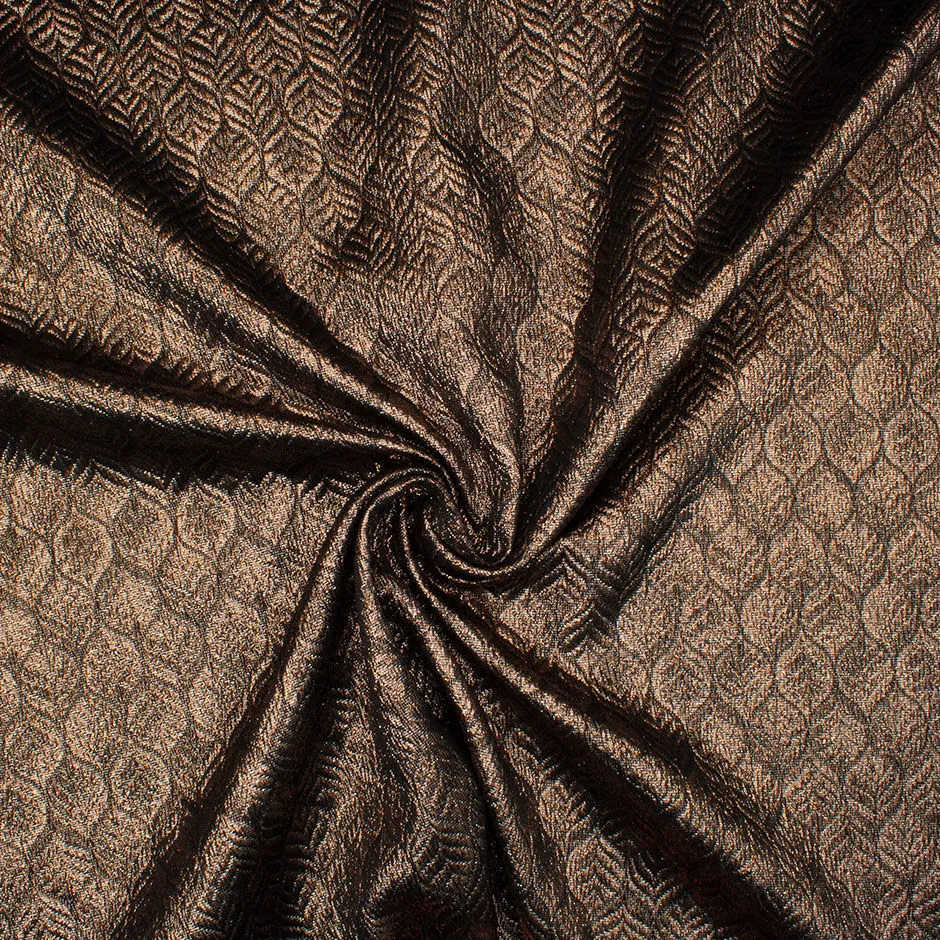 Bronze & Silver Metallic Leaf Jacquard Brocade