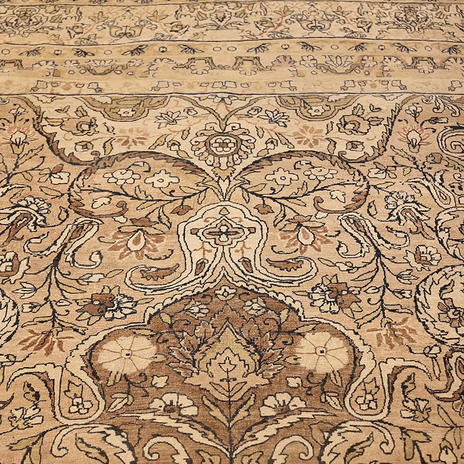 Brown Antique Persian Kerman Rug - 11'8" x 17'3"