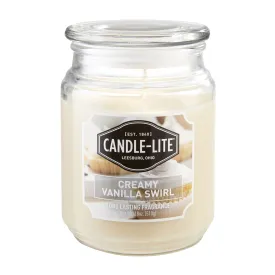 CANDLE-LITE 3297553 Jar Candle, Creamy Vanilla Swirl Fragrance, Ivory Candle, 70 to 110 hr Burning