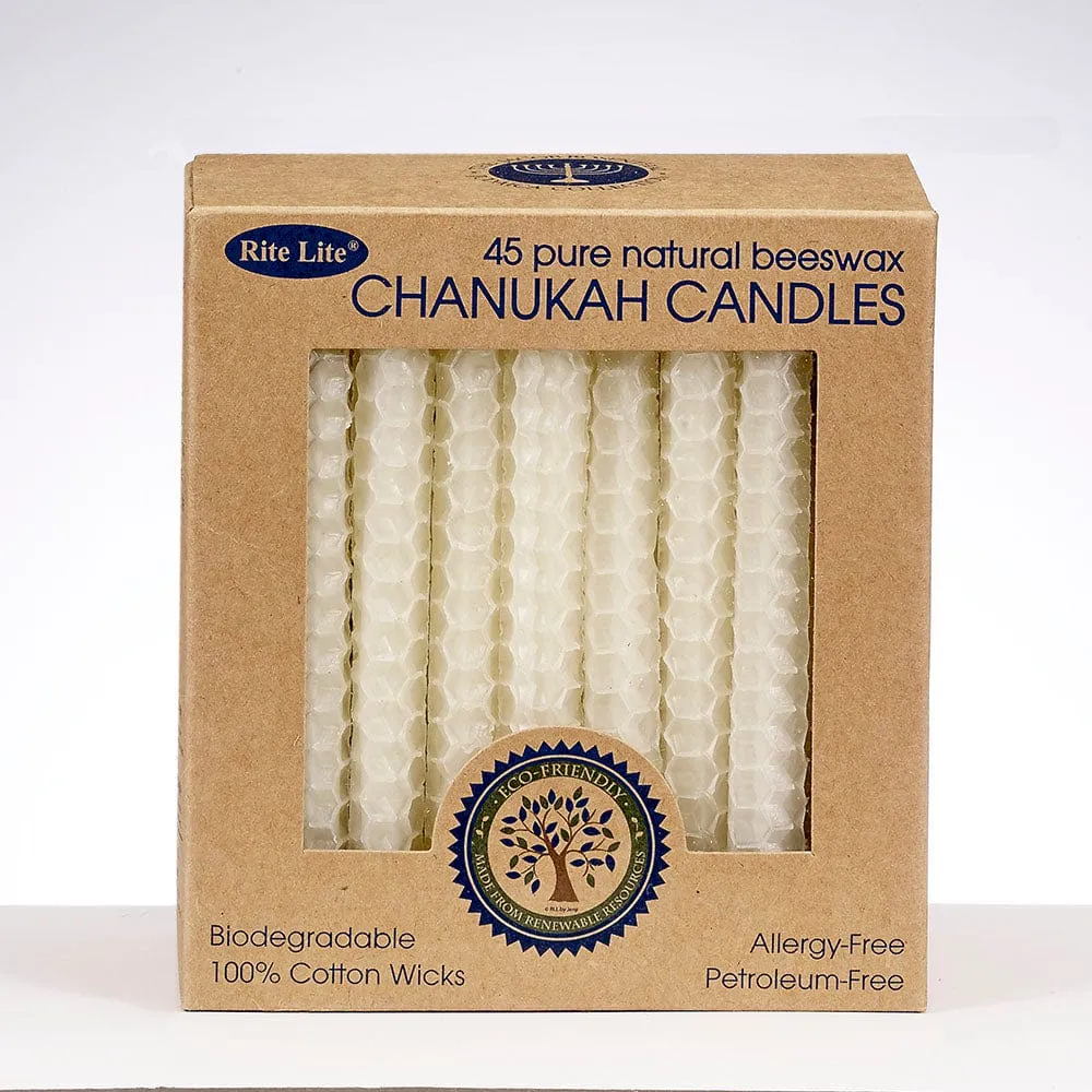 Chanukah Candles,handrolled Honeycomb Bswax,natural,45/recycl Box