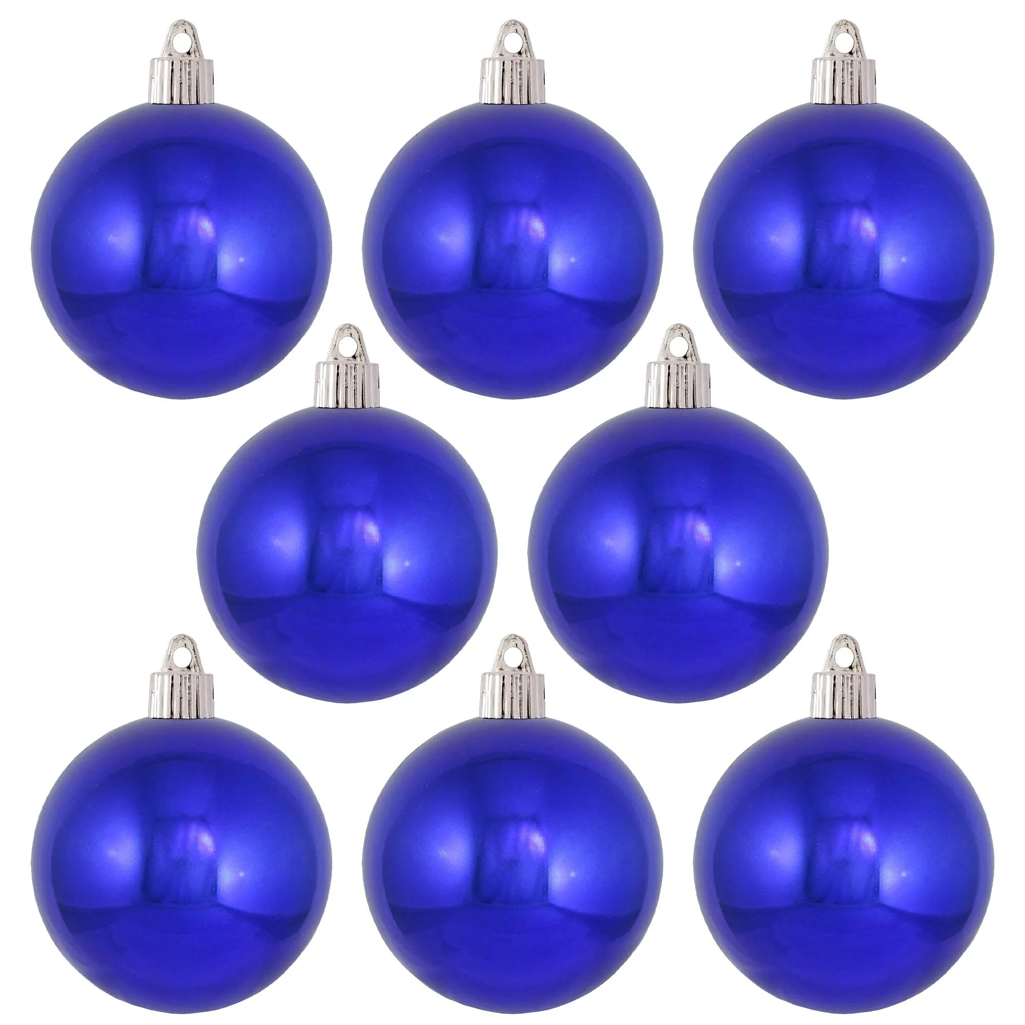 Christmas By Krebs 3 1/4" (80mm) Shiny Azure Blue [8 Pieces] Solid Commercial Grade Indoor and Outdoor Shatterproof Plastic, UV and Water Resistant Ball Ornament Decorations