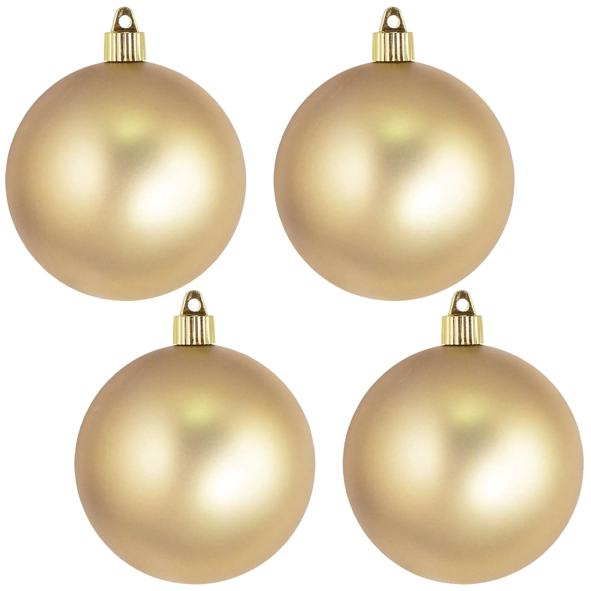 Christmas By Krebs 4" (100mm) Velvet Gold Dust [4 Pieces] Solid Commercial Grade Indoor and Outdoor Shatterproof Plastic, UV and Water Resistant Ball Ornament Decorations