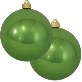 Christmas By Krebs 6" (150mm) Shiny Limeade Green [2 Pieces] Solid Commercial Grade Indoor and Outdoor Shatterproof Plastic, UV and Water Resistant Ball Ornament Decorations