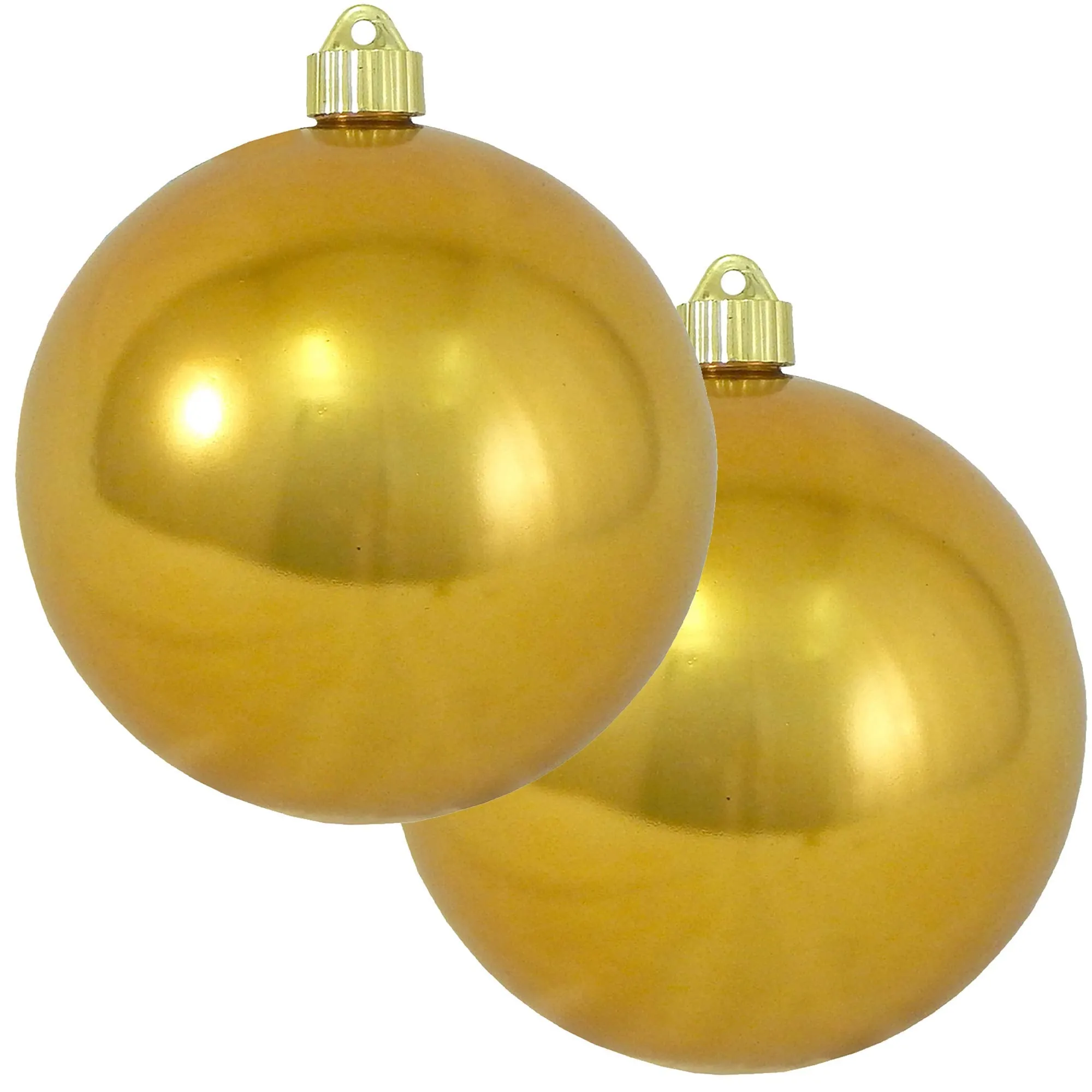 Christmas By Krebs 6" (150mm) Shiny Solar Flare Gold [2 Pieces] Solid Commercial Grade Indoor and Outdoor Shatterproof Plastic, UV and Water Resistant Ball Ornament Decorations