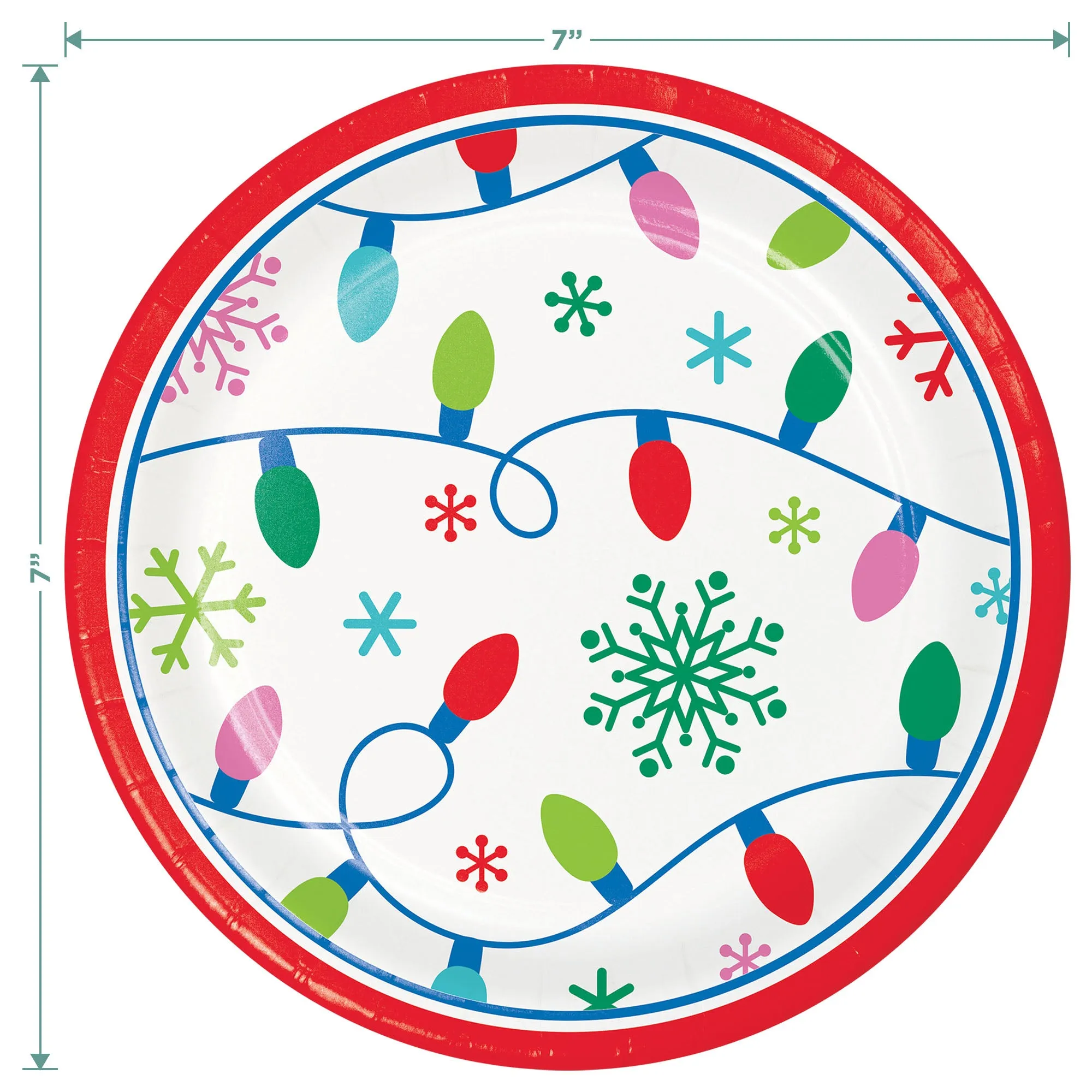 Christmas Party Holiday String Lights Paper Dessert Plates and Lunch Napkins (Serves16)