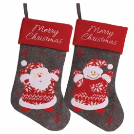 Christmas Plush Stocking - Assorted Festive Holiday Gift Bag Storage Decoration