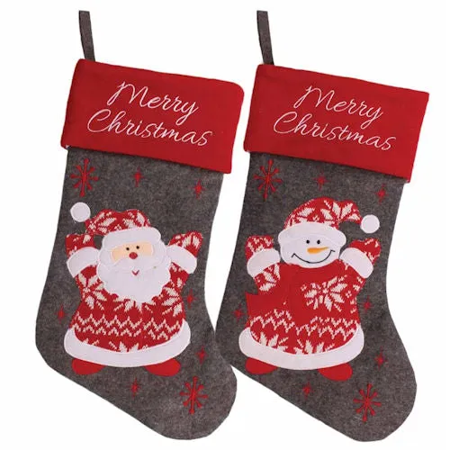 Christmas Plush Stocking - Assorted Festive Holiday Gift Bag Storage Decoration