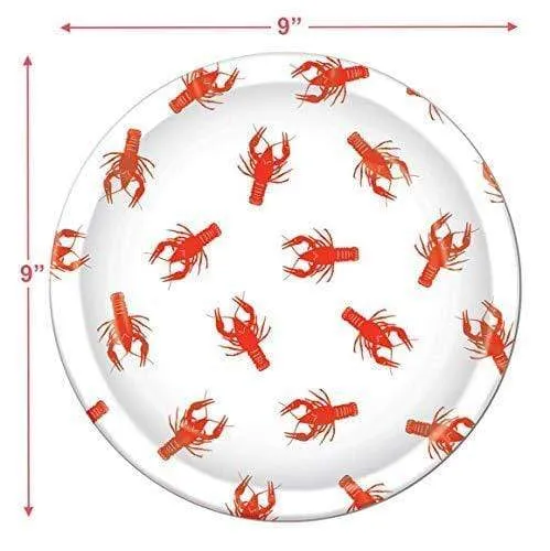 Crawfish Dinner Plates and Napkins for Mardi Gras and Seafood Festivals (Serves 16)