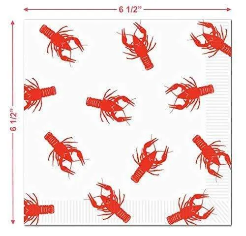 Crawfish Dinner Plates and Napkins for Mardi Gras and Seafood Festivals (Serves 16)