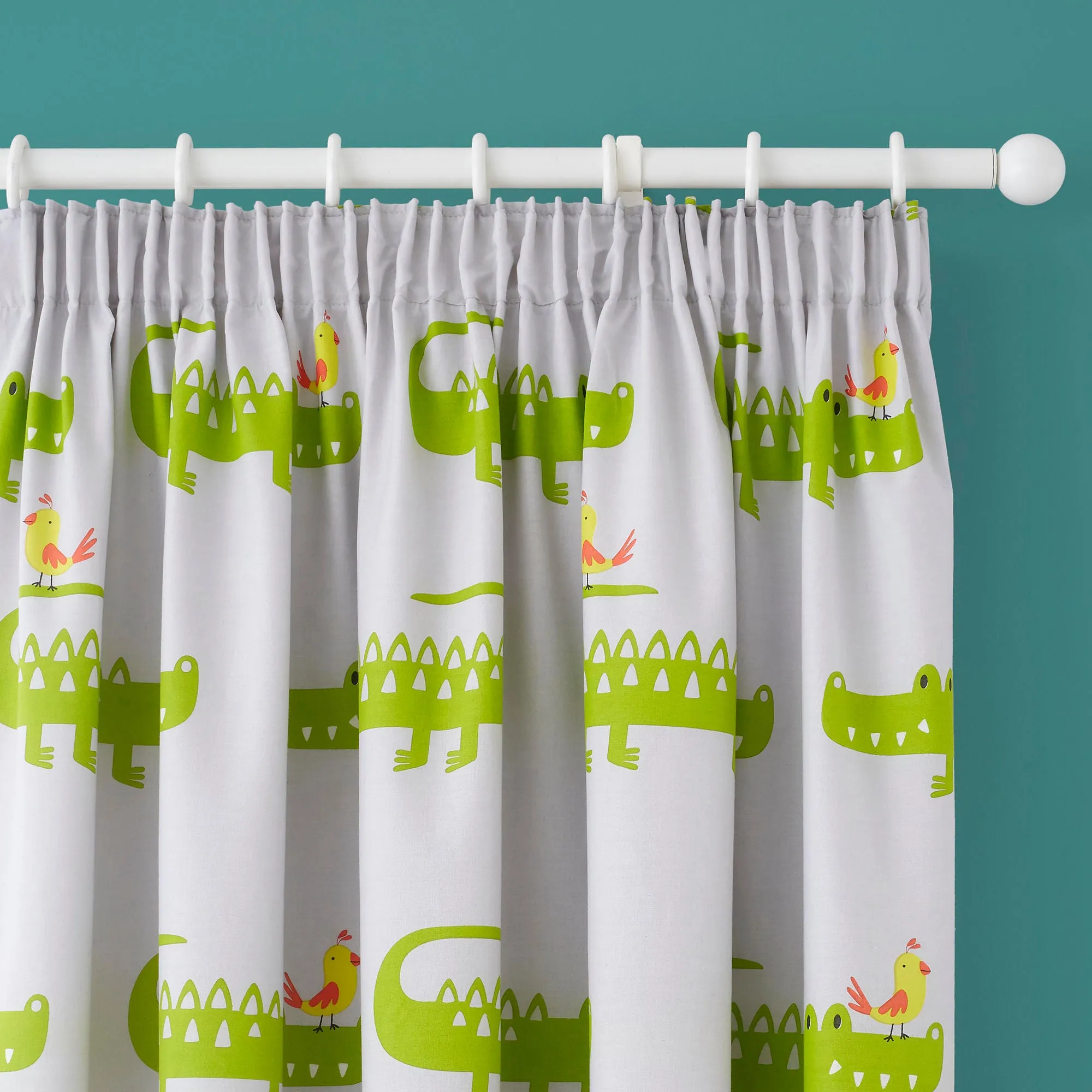 Crocodile Smiles Pair of Pencil Pleat Curtains by Cosatto in Grey