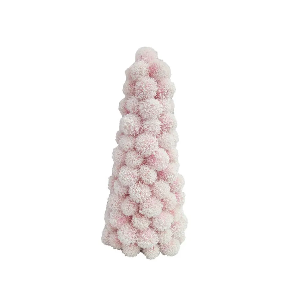 December Diamonds Pink Pom Pom Tree Figurine