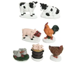 Decoris Farm Animal Scene Polyresin Indoor Figurines 7 Piece Set