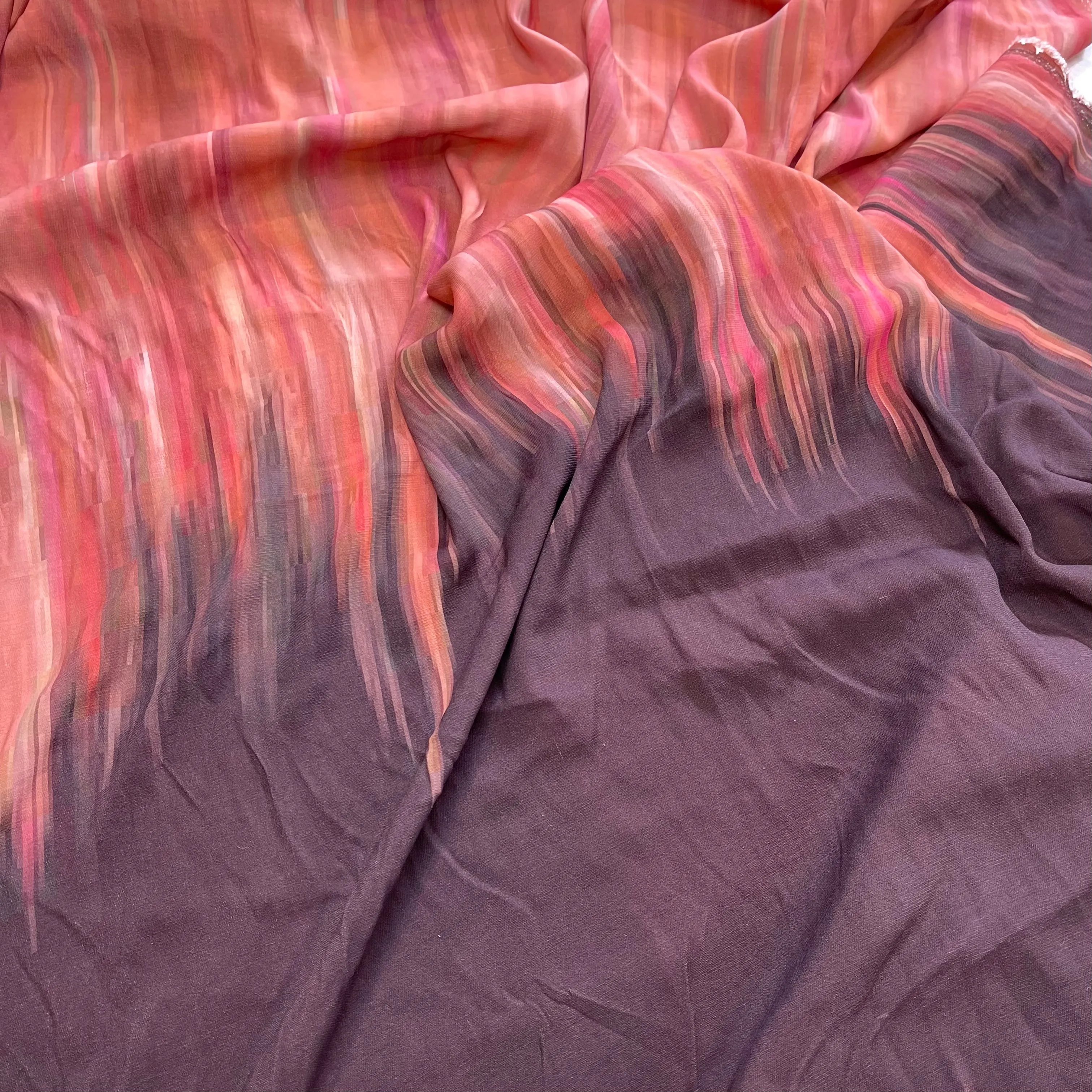 Digital Sunset Heavy Drape Stretch Viscose