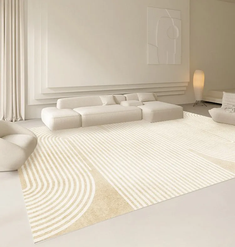 Dining Room Modern Rugs, Thick Soft Modern Rugs for Living Room, Cream Color Modern Living Room Rugs, Contemporary Rugs for Bedroom