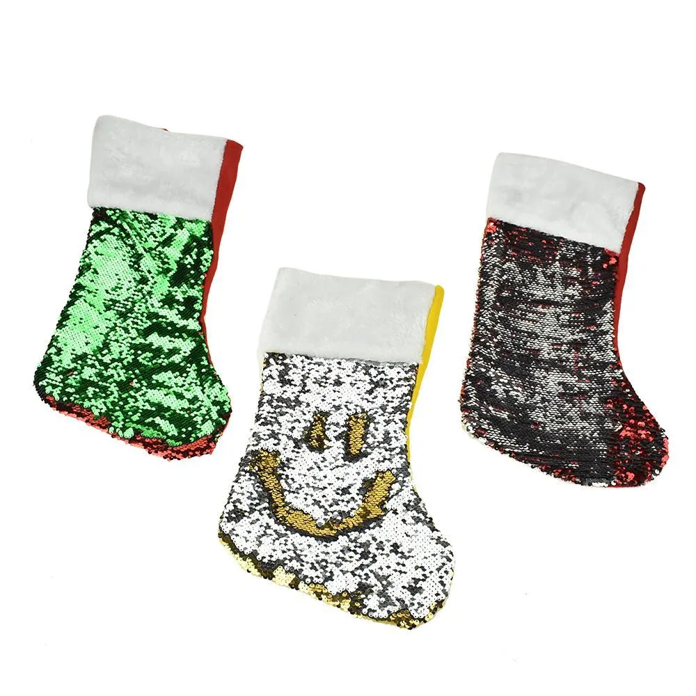 Dual-Sided Sequin Christmas Stockings, 17-Inch, 2-Piece