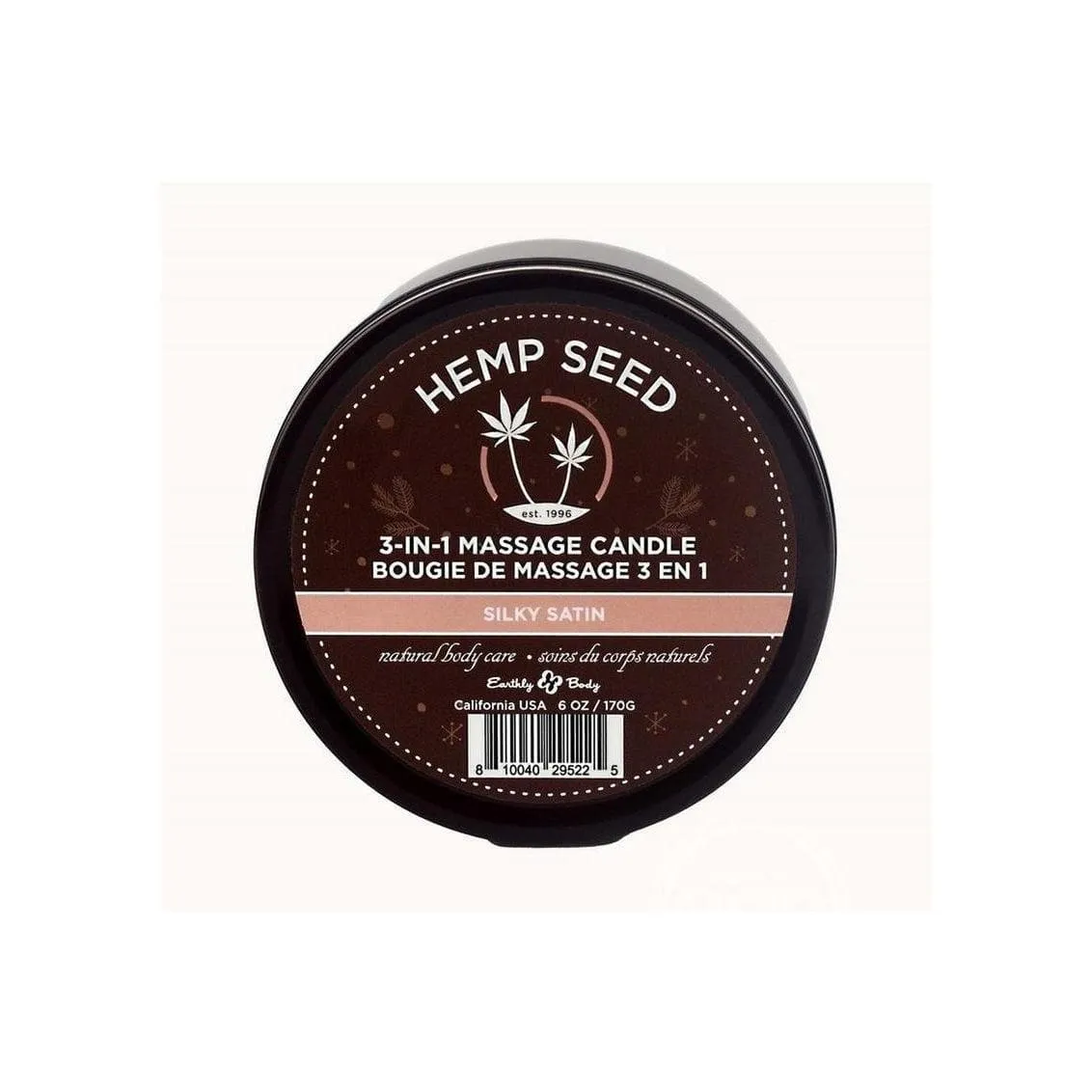 Earthly Body Hemp Seed 3 In 1 Massage Candle Silky Satin 6 oz