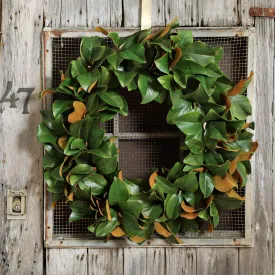 Extra Large Classic Real Touch Magnolia Leaf All Seasons Front Door Mantel Wreath