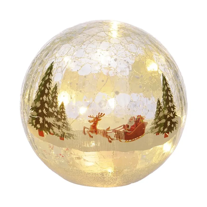 Festive B/O Lit Crackle Effect Ball - Santa & Sleigh