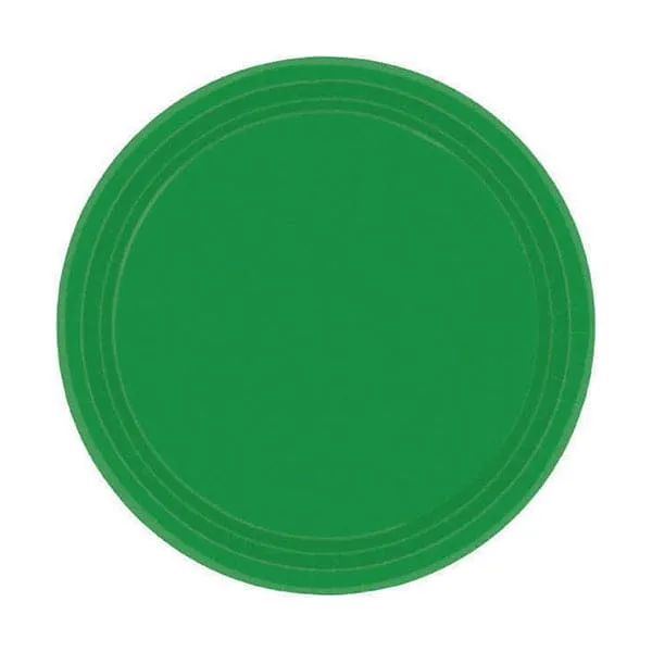 Festive Green 7in Round Luncheon Paper Plates