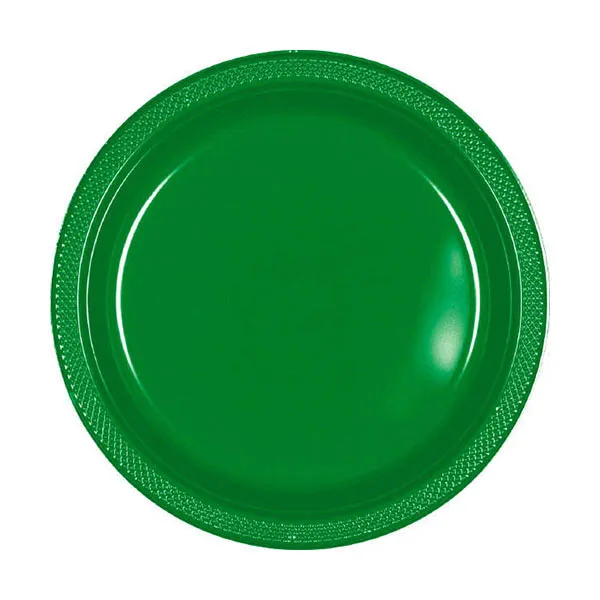 Festive Green 7in Round Luncheon Plastic Plates