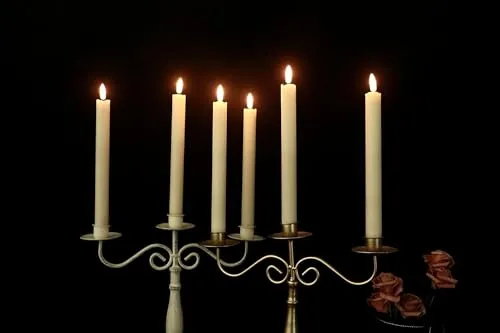 Flameless Taper Candles Flickering with Remote Battery Operated Led Warm 3D Wick Light Window Candles Real Wax Christmas Home Wedding Decor 3D Wick LED Candles with Flameless Taper Candles (Pack Of 2)