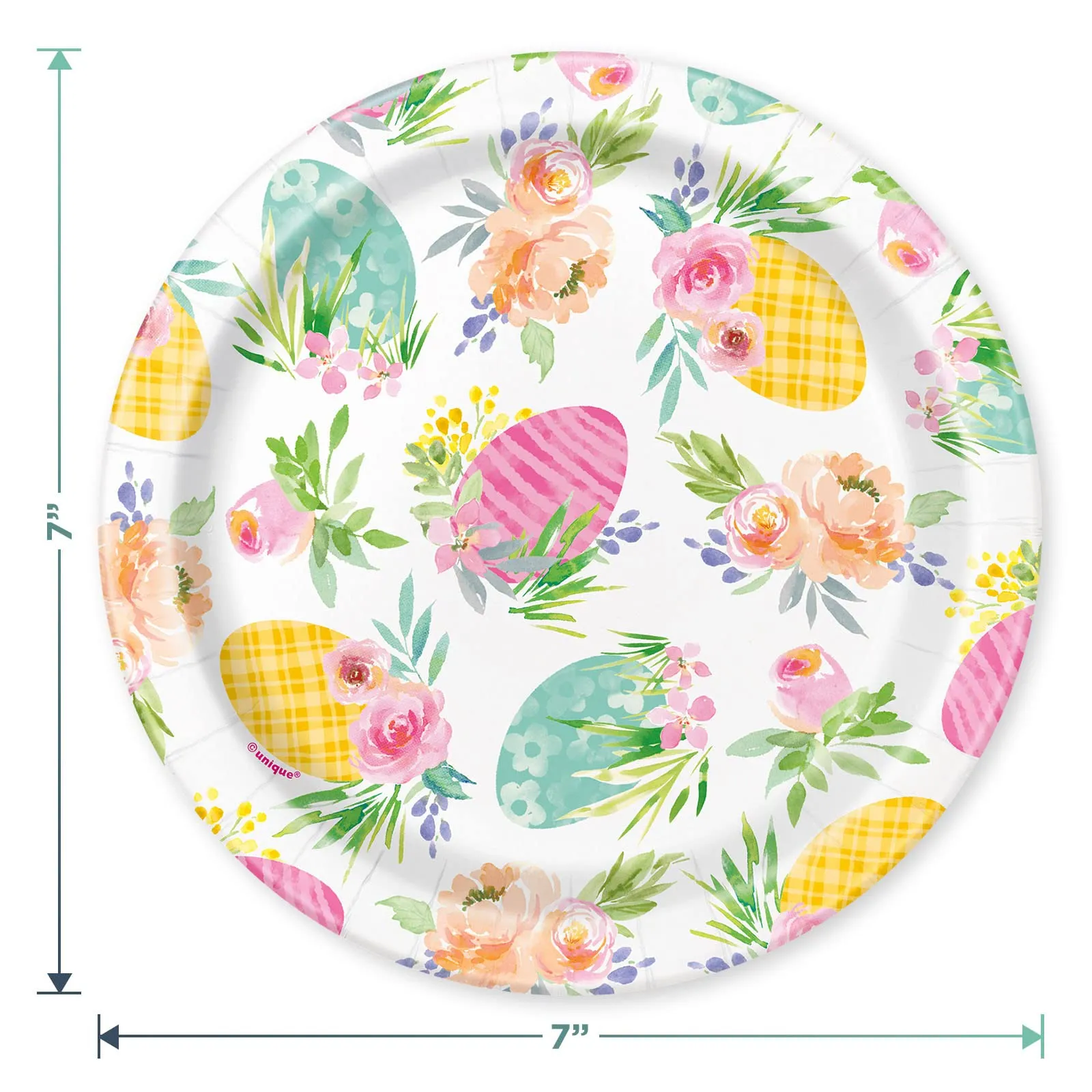 Floral Watercolor Happy Easter Paper Dessert Plates and Beverage Napkins (Serves 16)