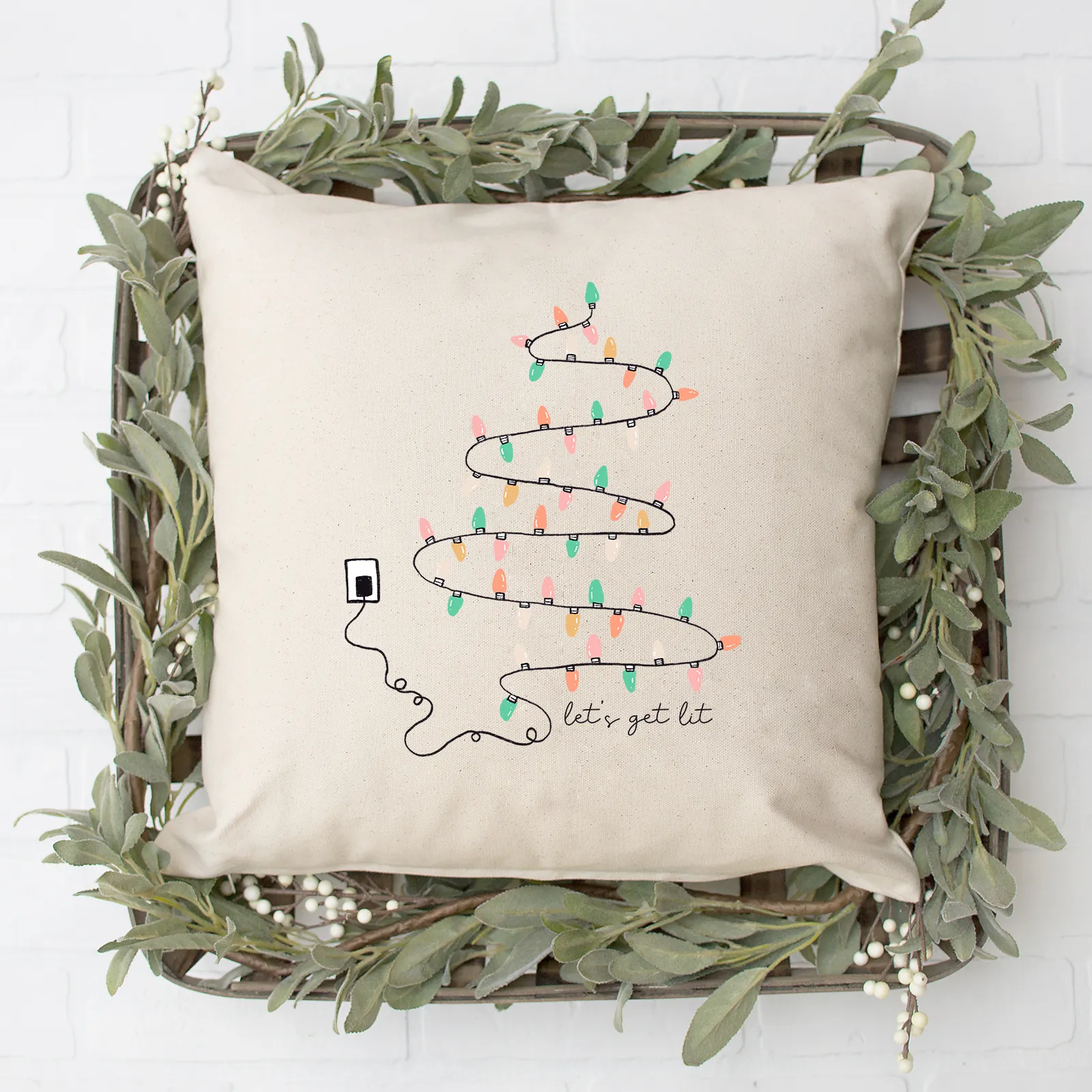 Get Lit Tree Pillow