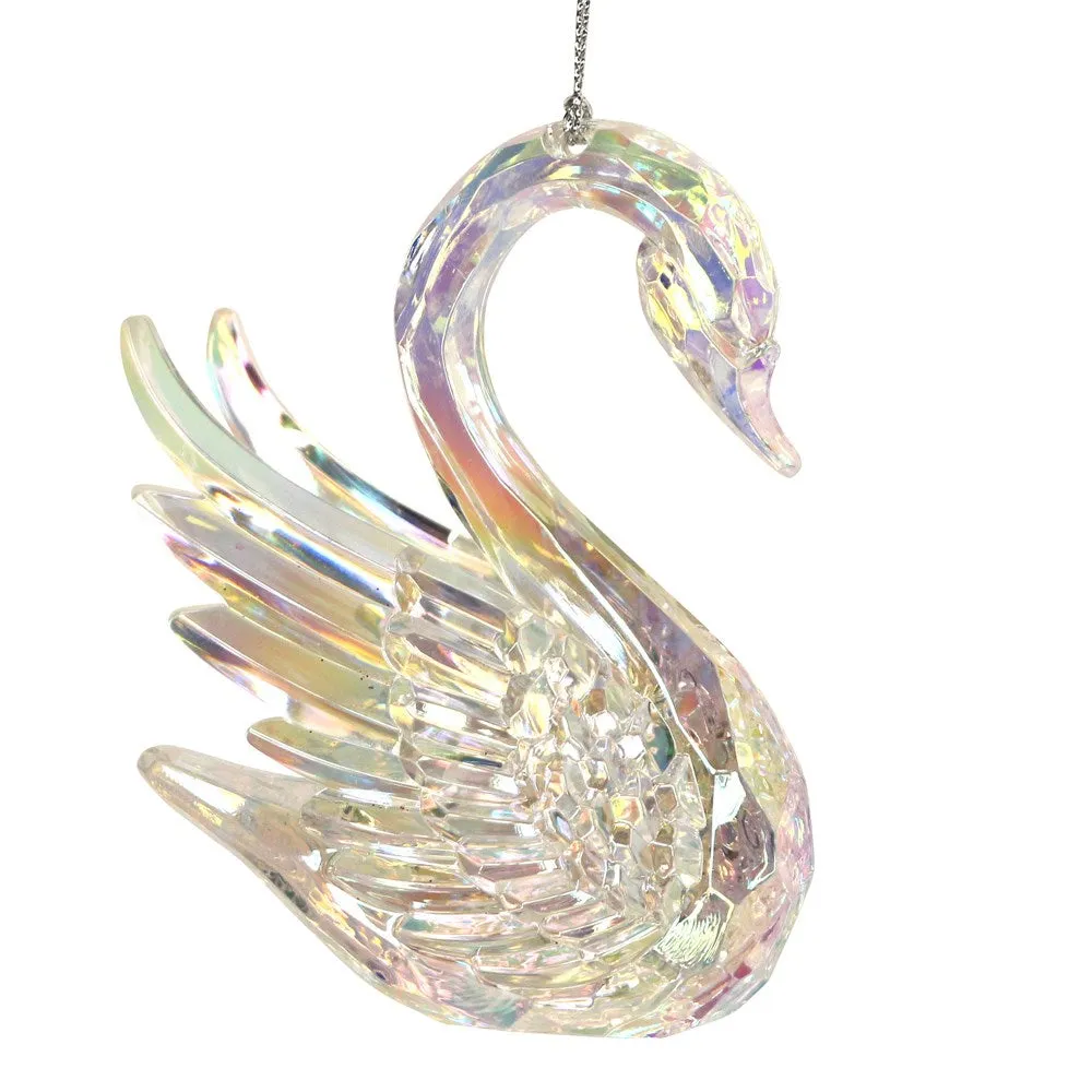 Gisela Graham Acrylic 10.3cm Rainbow Iridescent Swan